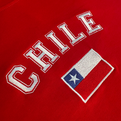 Polera Bordada Chile con Bandera